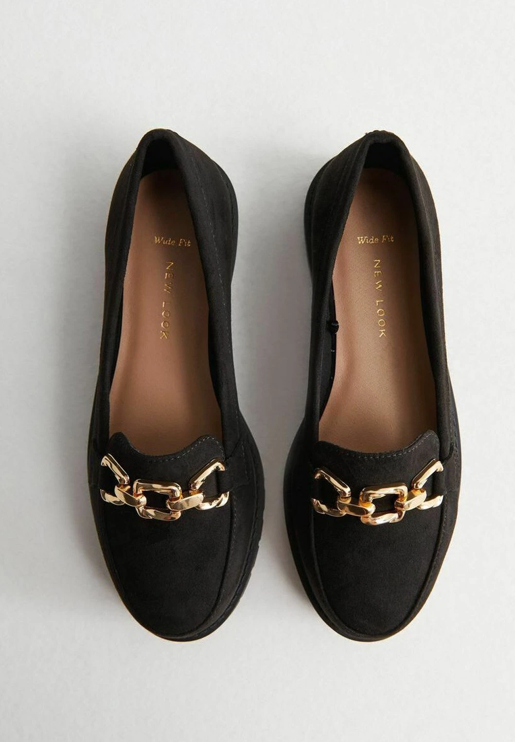 New Look Wide Fit Gold Chain Chunky - Mocasines - Black 2 New Look Wide Fit Gold Chain Chunky - Mocasines - Black - Imagen 2