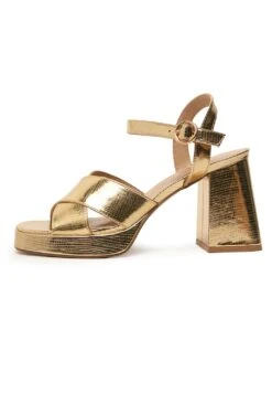 Sarah Cross Strap - Sandalias Con Plataforma - Gold