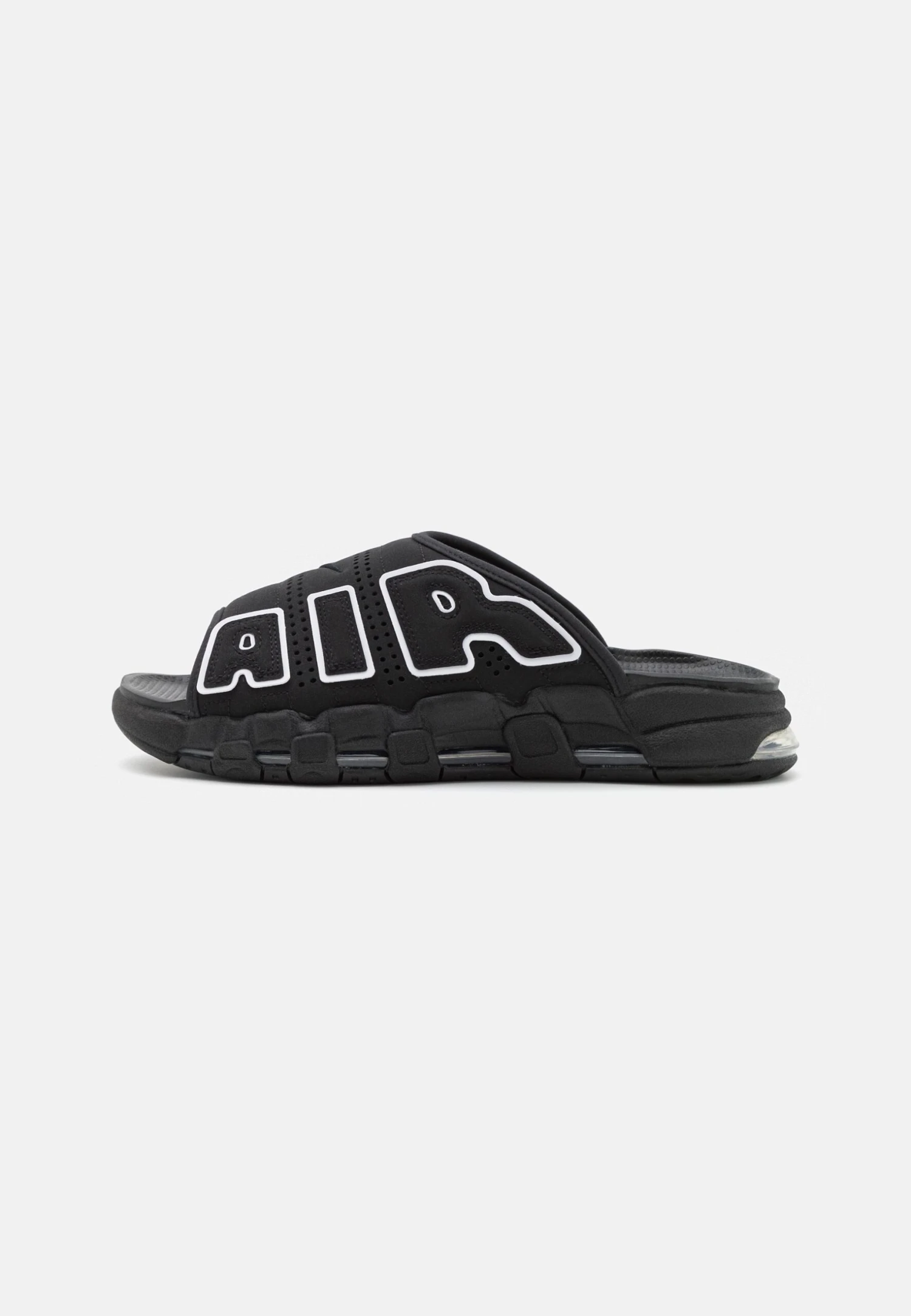 Nike Sportswear Air More Uptempo Slide Unisex - Sandalias Planas - Black/White/Clear 1 Nike Sportswear Air More Uptempo Slide Unisex - Sandalias Planas - Black/White/Clear