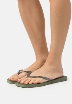 Havaianas Slim Square Logo Metallic - Chanclas De Dedo - Green