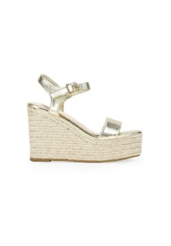 De Esparto - Sandalias De Tacón - Oro