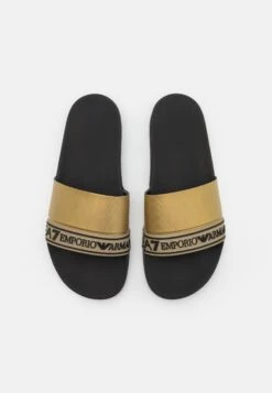 EA7 Emporio Armani Sport Tape Slide Unisex - Sandalias Planas - Black/Gold -Outlet Havaianas Tienda b5fb368bcd9c4aa09ce89dac82f1d50c