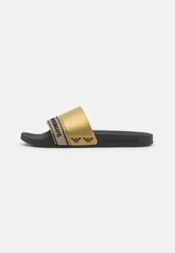 EA7 Emporio Armani Sport Tape Slide Unisex - Sandalias Planas - Black/Gold