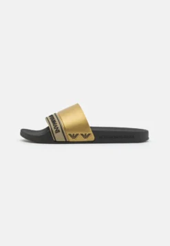 EA7 Emporio Armani Sport Tape Slide Unisex - Sandalias Planas - Black/Gold