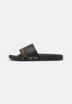 EA7 Emporio Armani Sport Tape Slide Unisex - Sandalias Planas - Full Black/Gold